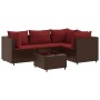 Set muebles de jardín 5 piezas y cojines ratán sintético marrón de , Conjuntos de jardín - Ref: Foro24-3308085, Precio: 316,6...