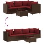 Set muebles de jardín 5 piezas y cojines ratán sintético marrón de , Conjuntos de jardín - Ref: Foro24-3308085, Precio: 316,6...
