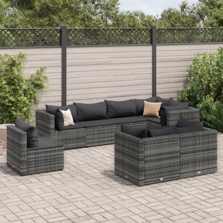 Set de muebles de jardín 8 pzas y cojines ratán sintético gris de , Conjuntos de jardín - Ref: Foro24-3308194, Precio: 546,96...