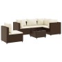 Set muebles de jardín 6 piezas y cojines ratán sintético marrón de , Conjuntos de jardín - Ref: Foro24-3308161, Precio: 485,5...