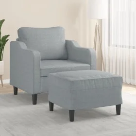 Sessel mit Hocker, hellgraues Stoff, 60 cm. von , Sofas - Ref: Foro24-3201127, Preis: 216,95 €, Rabatt: %