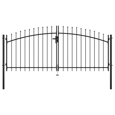 Double gate for fence with spear tips 300x150 cm by , garden gates - Ref: Foro24-144359, Price: 190,77 €, Discount: %