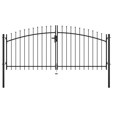 Puerta doble para valla con puntas de lanza 300x150 cm de , Puertas de jardín - Ref: Foro24-144359, Precio: 194,56 €, Descuen...