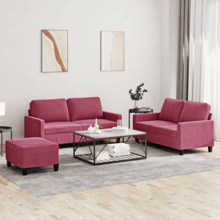 Juego de sofás con cojines 3 piezas terciopelo rojo tinto de , Sofás - Ref: Foro24-3201510, Precio: 449,65 €, Descuento: %