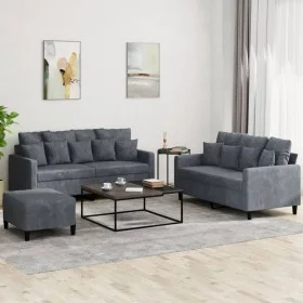 Dreiteiliges Sofaset mit dunkelgrauen Samtkissen. von , Sofas - Ref: Foro24-3201711, Preis: 453,86 €, Rabatt: %