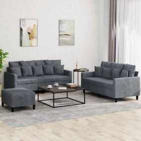 Juego de sofás con cojines 3 piezas terciopelo gris oscuro de , Sofás - Ref: Foro24-3201711, Precio: 487,92 €, Descuento: %