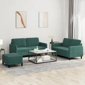 Juego de sofás 3 piezas terciopelo verde oscuro de , Sofás - Ref: Foro24-3201986, Precio: 513,16 €, Descuento: %