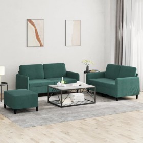 Juego de sofás 3 piezas terciopelo verde oscuro de , Sofás - Ref: Foro24-3201986, Precio: 532,41 €, Descuento: %