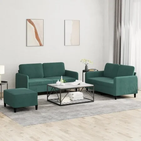 Juego de sofás 3 piezas terciopelo verde oscuro de , Sofás - Ref: Foro24-3201986, Precio: 513,16 €, Descuento: %