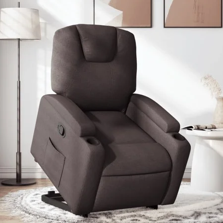 Sillón reclinable elevable tela marrón oscuro de , Sillones - Ref: Foro24-3204373, Precio: 286,90 €, Descuento: %