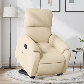 Sillón eléctrico reclinable elevable tela microfibra crema de , Sillones - Ref: Foro24-3204947, Precio: 352,87 €, Descuento: %