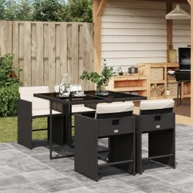 Set de muebles jardín 5 pzas con cojines ratán sintético negro de , Conjuntos de jardín - Ref: Foro24-3211074, Precio: 299,29...