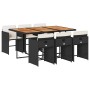 Set de comedor de jardín 7 pzas y cojines ratán sintético negro de , Conjuntos de jardín - Ref: Foro24-3211095, Precio: 458,8...