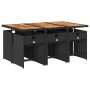 Set de comedor de jardín 7 pzas y cojines ratán sintético negro de , Conjuntos de jardín - Ref: Foro24-3211095, Precio: 458,8...
