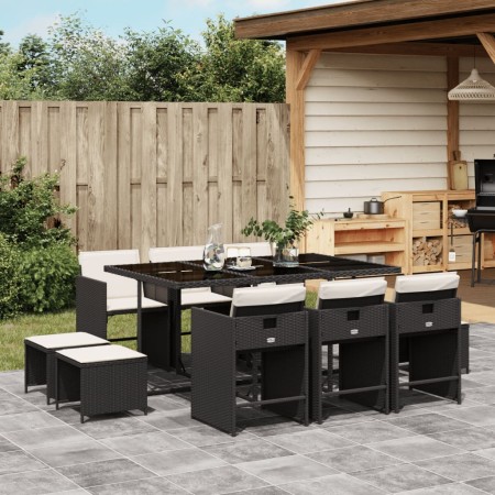 Set de comedor jardín 11 pzas con cojines ratán sintético negro de , Conjuntos de jardín - Ref: Foro24-3211146, Precio: 481,1...