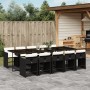 Set de comedor jardín 11 pzas con cojines ratán sintético negro de , Conjuntos de jardín - Ref: Foro24-3211110, Precio: 688,3...