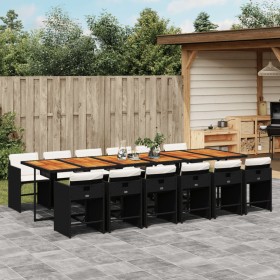Set comedor de jardín con cojines 13 pzas ratán sintético negro de , Conjuntos de jardín - Ref: Foro24-3211131, Precio: 897,2...