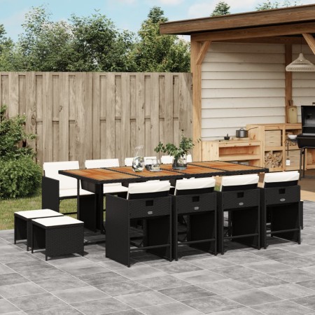 Set comedor de jardín con cojines 13 pzas ratán sintético negro de , Conjuntos de jardín - Ref: Foro24-3211167, Precio: 743,5...