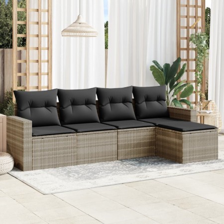 Set de sofás jardín y cojines 5 pzas ratán sintético gris claro de , Conjuntos de jardín - Ref: Foro24-3218882, Precio: 306,1...