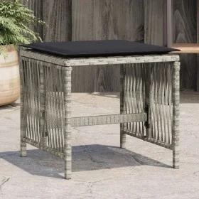 Taburetes jardín y cojines 4 uds ratán PE gris claro 41x41x36cm de , Otomanas de exterior - Ref: Foro24-365060, Precio: 101,7...
