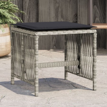 Taburetes jardín y cojines 4 uds ratán PE gris claro 41x41x36cm de , Otomanas de exterior - Ref: Foro24-365060, Precio: 103,6...
