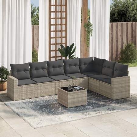 Set de sofás de jardín 8 pzas y cojines ratán sintético gris de , Conjuntos de jardín - Ref: Foro24-3219052, Precio: 537,74 €...