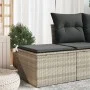 Taburete jardín con cojín ratán sintético gris claro 55x55x37cm de , Otomanas de exterior - Ref: Foro24-366179, Precio: 60,20...
