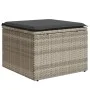 Taburete jardín con cojín ratán sintético gris claro 55x55x37cm de , Otomanas de exterior - Ref: Foro24-366179, Precio: 60,20...