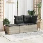 Taburete jardín con cojín ratán sintético gris claro 55x55x37cm de , Otomanas de exterior - Ref: Foro24-366179, Precio: 60,20...