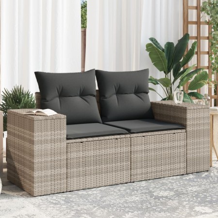 Sofá de jardín con cojines 2 plazas ratán sintético gris claro de , Sofás de exterior - Ref: Foro24-366198, Precio: 177,46 €,...