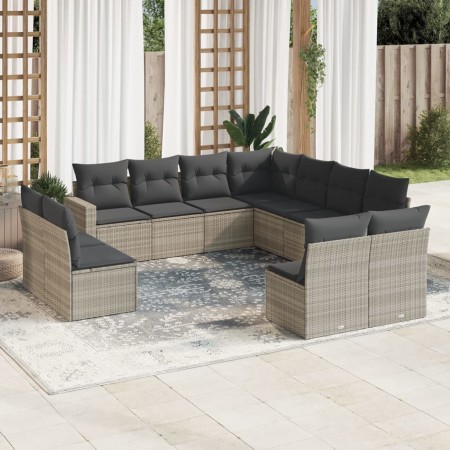 Set de sofás de jardín 11 pzas y cojines ratán sintético gris de , Conjuntos de jardín - Ref: Foro24-3219122, Precio: 715,75 ...