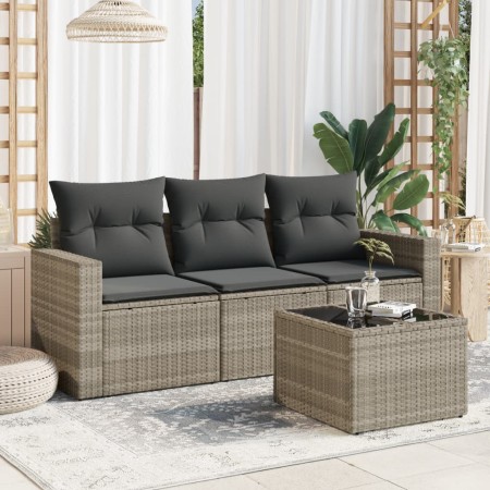 Set de sofás de jardín 4 pzas y cojines ratán sintético gris de , Conjuntos de jardín - Ref: Foro24-3218662, Precio: 256,24 €...
