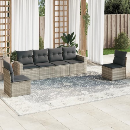 Set de sofás de jardín 6 pzas y cojines ratán sintético gris de , Conjuntos de jardín - Ref: Foro24-3218802, Precio: 394,41 €...