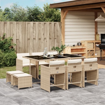 Set comedor de jardín 11 pzas con cojines ratán sintético beige de , Conjuntos de jardín - Ref: Foro24-3211150, Precio: 496,2...