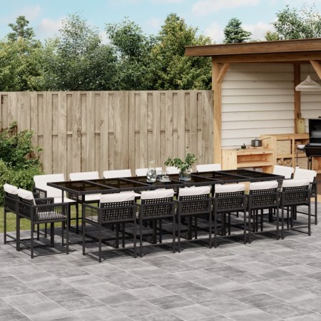 Set de muebles jardín 17 pzas con cojines ratán sintético negro de , Conjuntos de jardín - Ref: Foro24-3211602, Precio: 945,9...