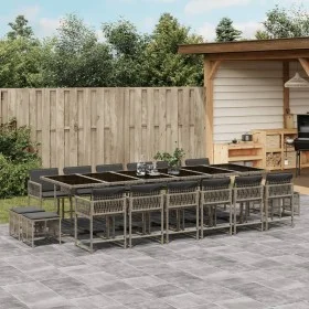 Set comedor de jardín 17 pzas y cojines ratán sintético gris de , Conjuntos de jardín - Ref: Foro24-3211544, Precio: 984,35 €...