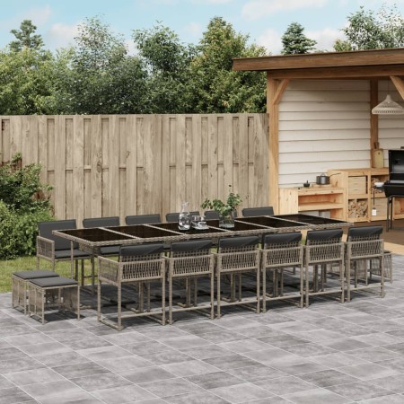 Set comedor de jardín 17 pzas y cojines ratán sintético gris de , Conjuntos de jardín - Ref: Foro24-3211544, Precio: 886,33 €...