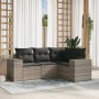 Set de sofás de jardín 4 pzas y cojines ratán sintético gris de , Conjuntos de jardín - Ref: Foro24-3254849, Precio: 312,48 €...