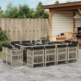 Set comedor jardín y cojines 13 pzas ratán sintético gris claro de , Conjuntos de jardín - Ref: Foro24-3211043, Precio: 756,9...
