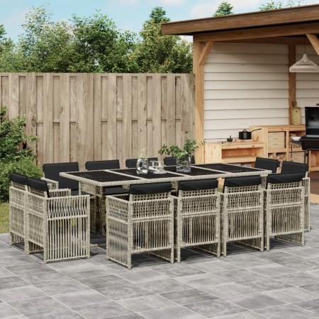Set comedor jardín y cojines 13 pzas ratán sintético gris claro de , Conjuntos de jardín - Ref: Foro24-3211043, Precio: 756,9...