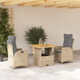 Set comedor de jardín 3 pzas con cojines ratán sintético beige de , Conjuntos de jardín - Ref: Foro24-3277481, Precio: 389,24...