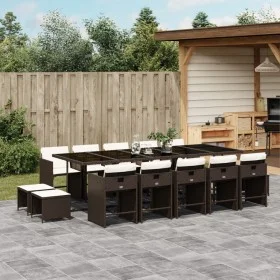 Set comedor de jardín y cojines 15 pzas ratán sintético marrón by , Garden sets - Ref: Foro24-3211173, Price: 870,74 €, Disco...