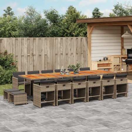 Set comedor de jardín 17 pzas y cojines ratán sintético gris de , Conjuntos de jardín - Ref: Foro24-3211190, Precio: 997,56 €...