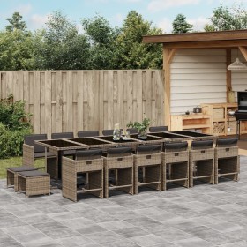 Set comedor de jardín 17 pzas y cojines ratán sintético gris de , Conjuntos de jardín - Ref: Foro24-3211184, Precio: 905,33 €...