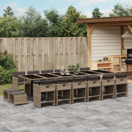 Set comedor de jardín 17 pzas y cojines ratán sintético gris de , Conjuntos de jardín - Ref: Foro24-3211184, Precio: 905,33 €...