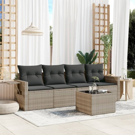 Set de sofás jardín y cojines 5 pzas ratán sintético gris claro de , Conjuntos de jardín - Ref: Foro24-3252229, Precio: 312,7...