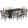 Set de comedor de jardín 7 pzas y cojines ratán sintético negro de , Conjuntos de jardín - Ref: Foro24-3212054, Precio: 654,6...