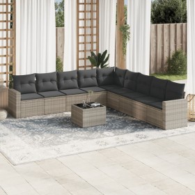 Set sofás jardín 10 pzas con cojines ratán sintético gris claro de , Conjuntos de jardín - Ref: Foro24-3219092, Precio: 631,8...