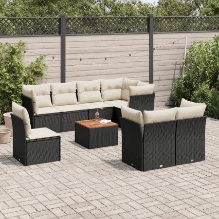 Set de sofás de jardín 8 piezas y cojines ratán sintético negro de , Conjuntos de jardín - Ref: Foro24-3256070, Precio: 560,0...