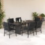 Set de comedor de jardín 7 pzas y cojines ratán sintético negro de , Conjuntos de jardín - Ref: Foro24-3212056, Precio: 642,5...